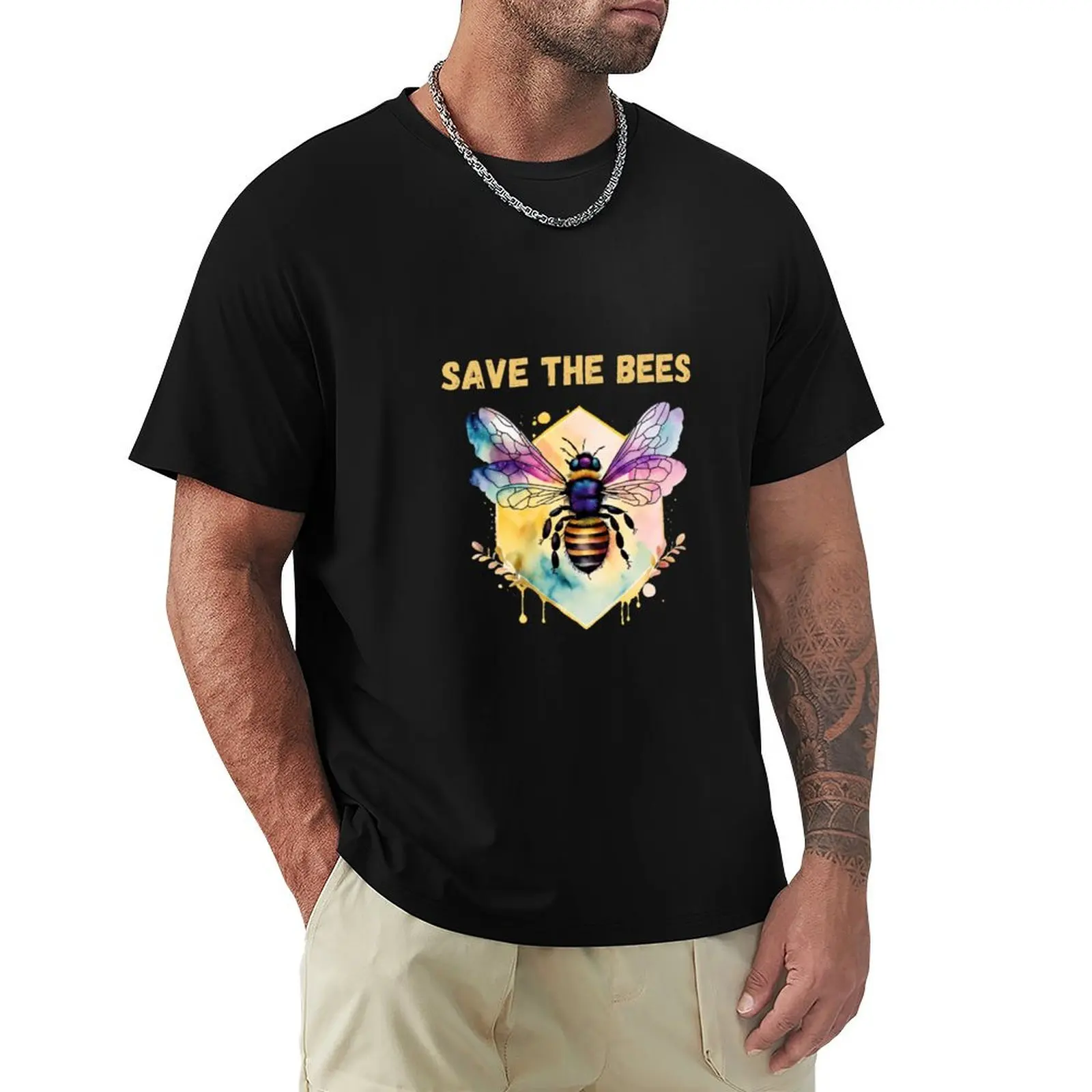 Save the Bees T-shirt boys whites animal prinfor boys korean fashion anime men t shirts