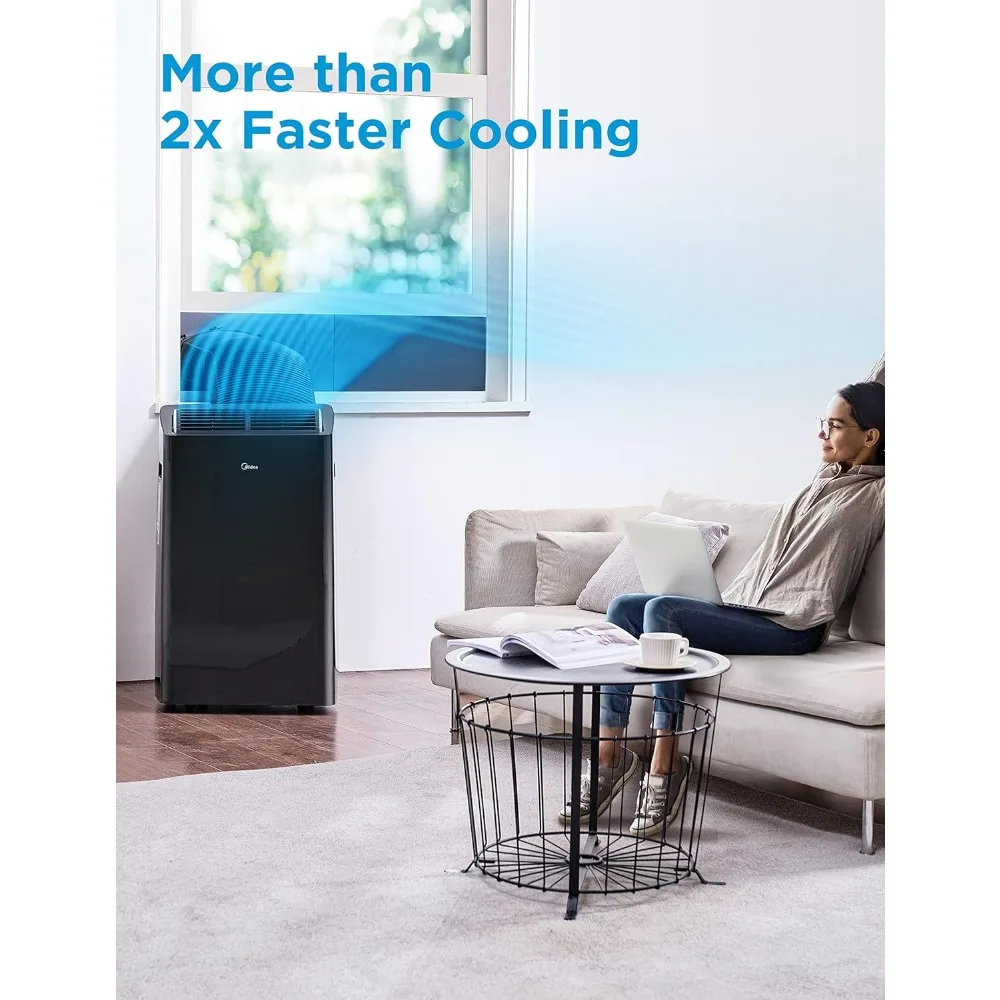 Duo 14,000 BTU (12,000 BTU SACC) High Efficiency Inverter Ultra Quiet Portable Air Conditioner,with Heat up to 550 Sq