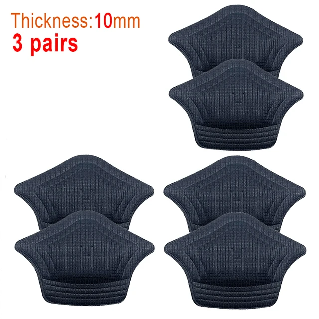 3pair/6pcs Insoles Patch Heel Pads for Sport Shoes Back Sticker Adjustable Size Antiwear Feet Pad Cushion Insert Insole Black-10mm