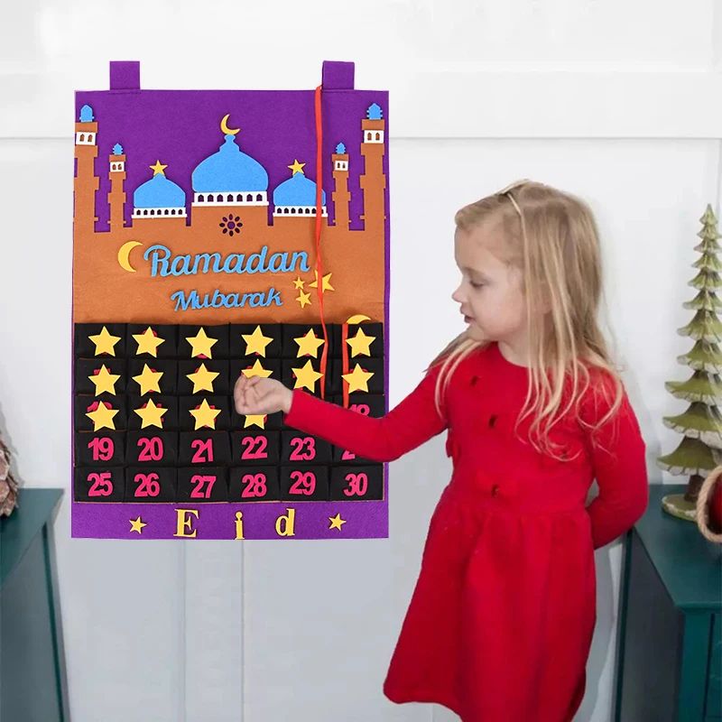 Ramadan Advent Calendar with Light - Wooden Countdown Calendars Muslim  Islamic Decorations 30 Days Eid Mubarak Table Lantern for Ramadan Party