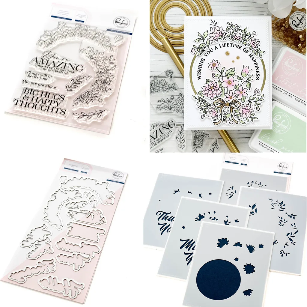 Circle FloralsNew Clear Stamps and Metal Cutting Dies Scrapbook Diary