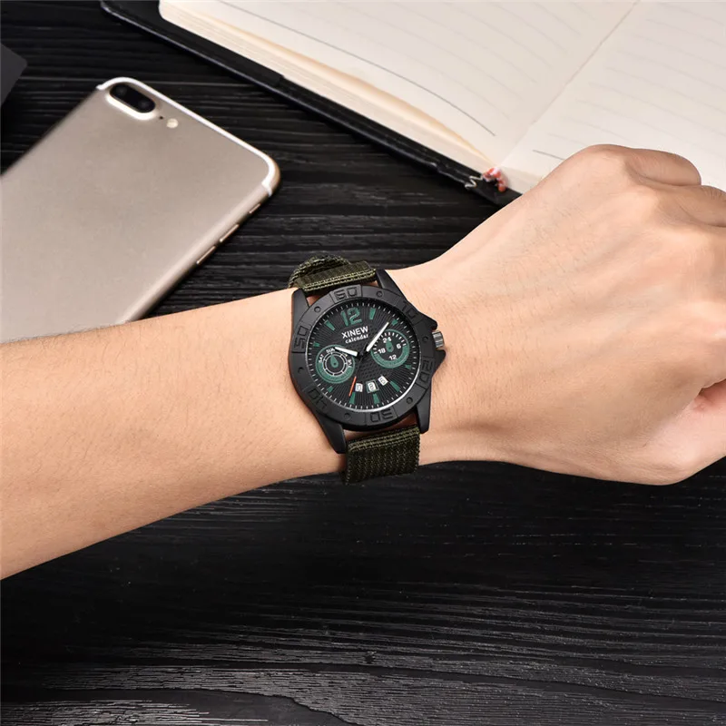 Men Cheap Brand Watches Fashion Nylon Band Simple Military Sports Date Quartz Watch Erkek Barato Saat Relogios Masculinos 2024