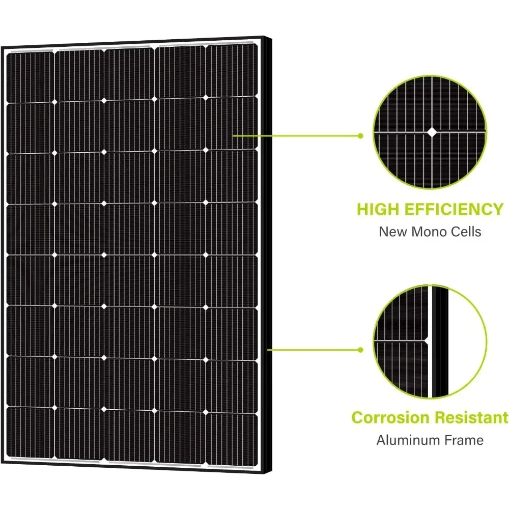 250W Solar Panel Monocrystalline for 12V 24V Norminal System with High-Efficiency Voltage Boost 15V Cells Works Best 250 Watts
