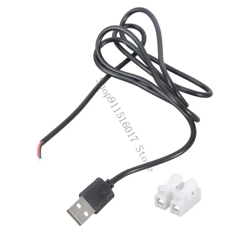 USB2.0 수컷 2 핀 터미널 블록 케이블 5V 전원 코드 스프링 충전 솔루션 100cm/180cm 45ba