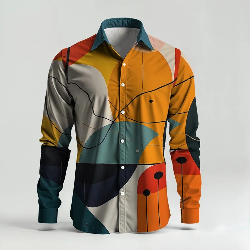 2025 Spring Summer Men Shirt Set Brand Print Fashion Simple Two Piece Set Mens Luxury Lightweight Party Long Sleeves Suit Casual_voghion.com