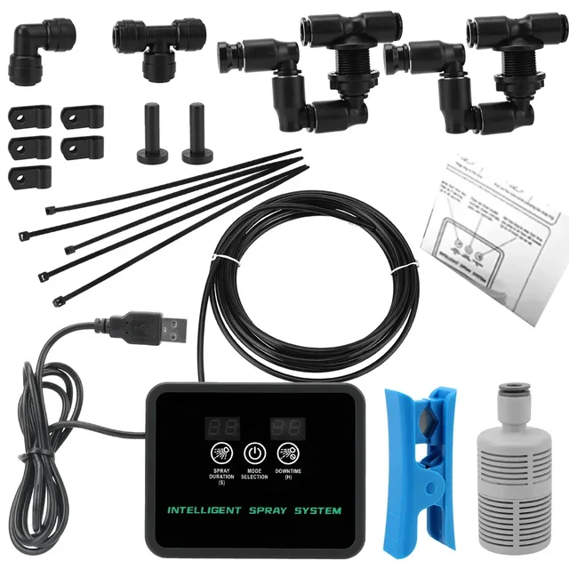 Intelligent Automatic Reptile Fogger Touch Screen Sprinkler Control Electronic Humidifier Timer Mist Rainforest Spray System Set 6