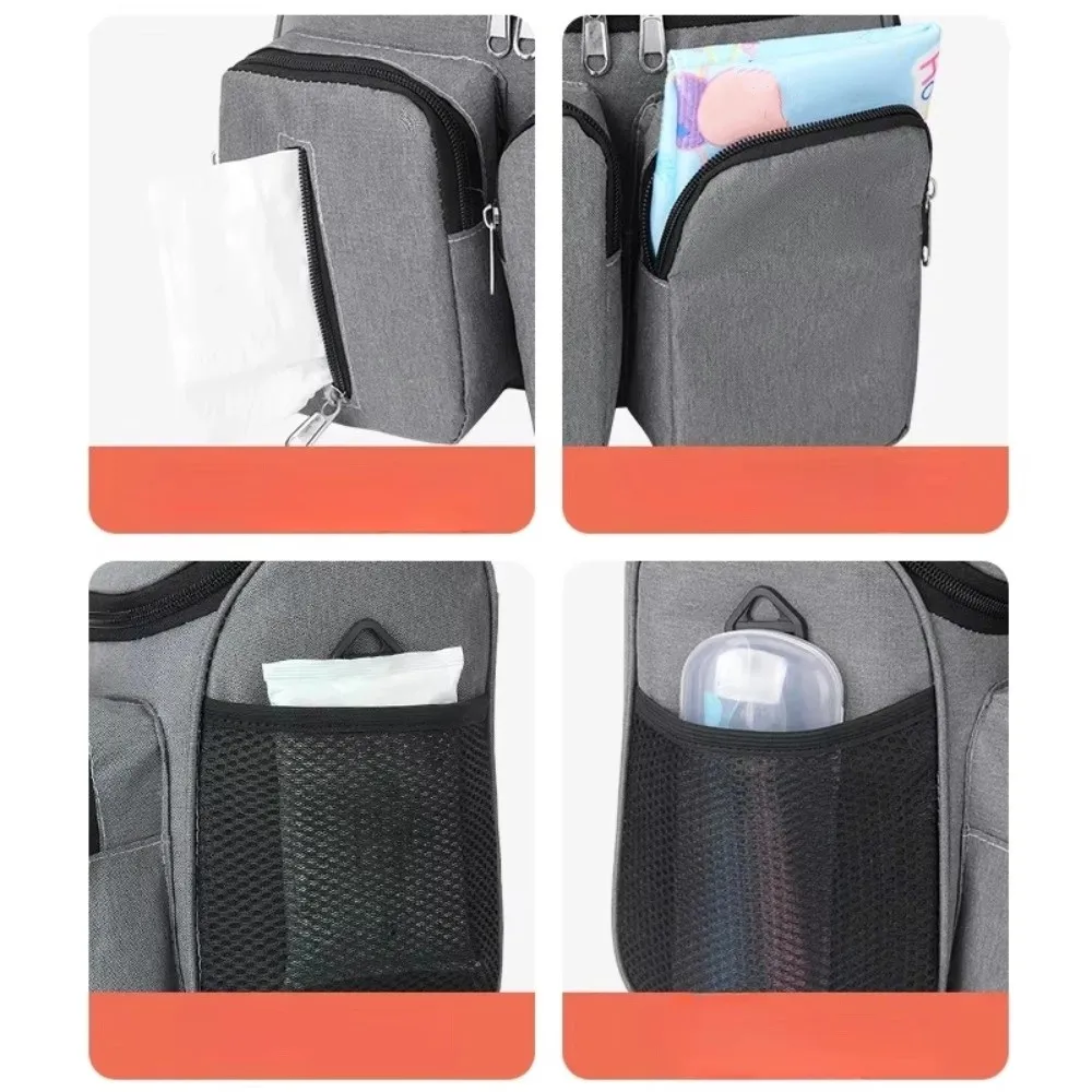 Waterproof Mommy Shoulder Bag Multi-Pocket Multifunctional Stroller Storage Hanging Bag Large Capacity Oxford Cloth
