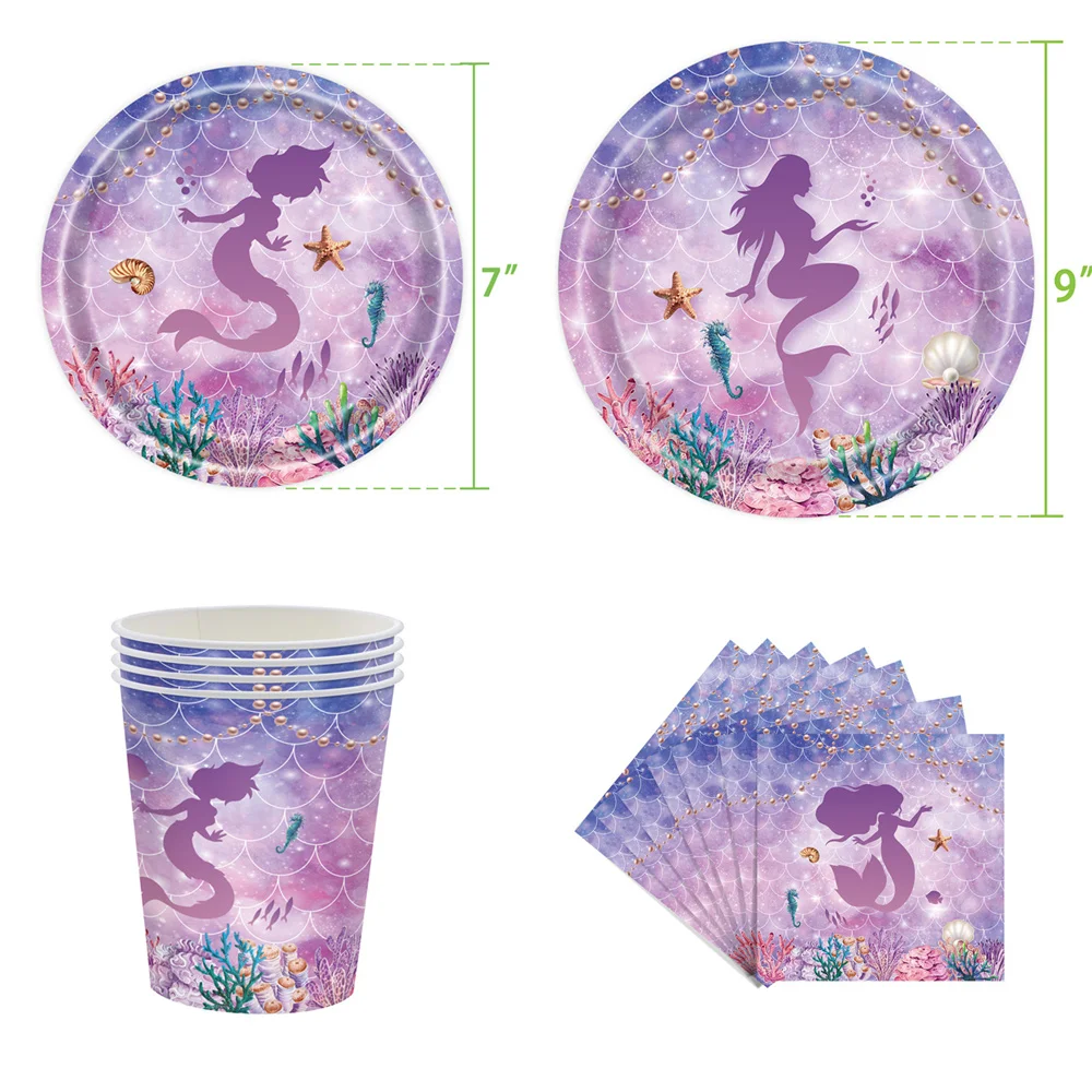 117Pcs Mermaid Disposable Tableware Set Tablecloth Plates Cups For Girls  Kids Birthday Party Decoration Festival Wedding Supplie - AliExpress