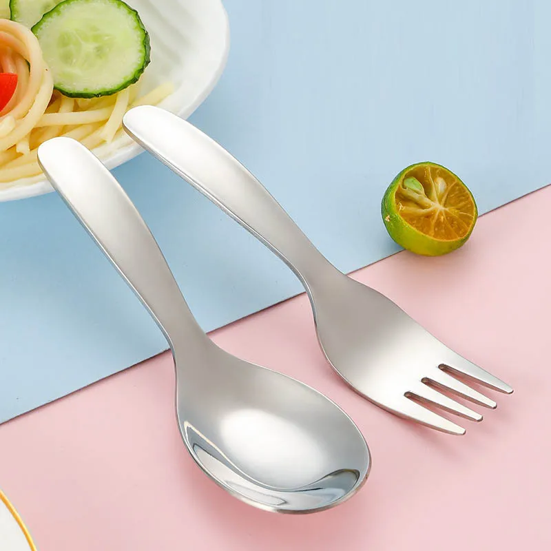 1/2Pcs Kids Fork Spoon Kit Stainless Steel Dessert Spoons Fruit Forks Cutlery Set with Storage Case For Travel Outdoor Camping