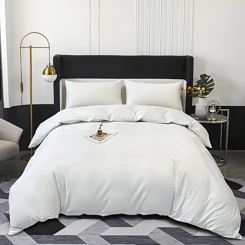 WOSTAR Black white solid duvet cover with pillowcases 220x240cm luxury ...