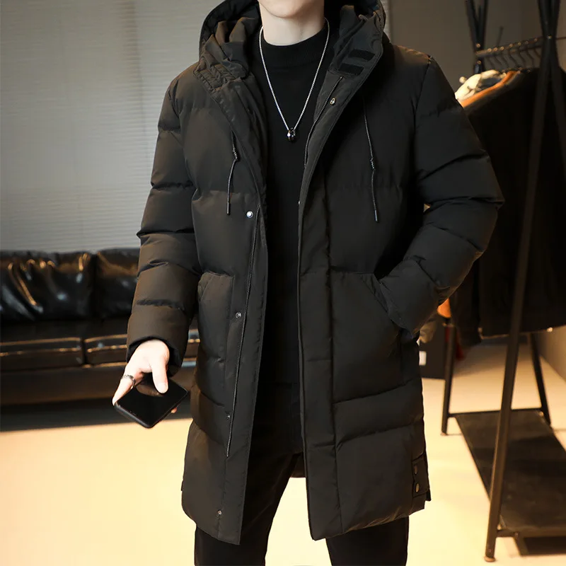 

New Winter Jacket Men's Medium Length Models of High Quality Loose Large Size Hooded Cotton Clothing Anti-cold