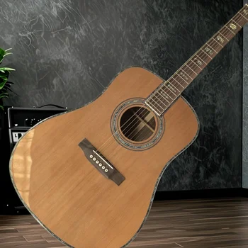 Free Shipping Acoustic guitar D45 Series Red Cedar Body Good Texture Solid Top Shell Inlay