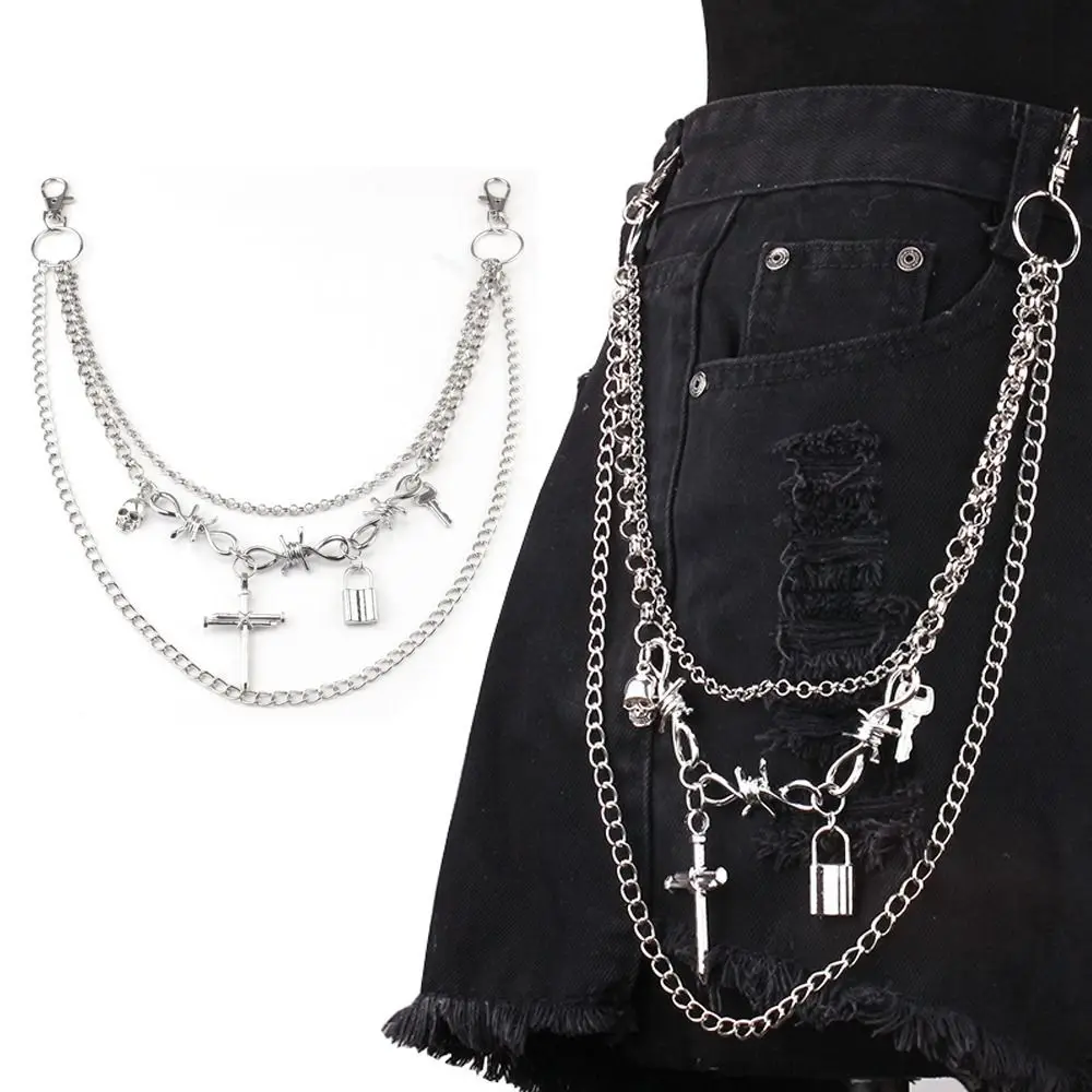 Fashion Gothic Waist Chain Hip Hop Metal Alloy Jeans Chain Y2K Harajuku Tassel Pendant Pant Chain For Women Man