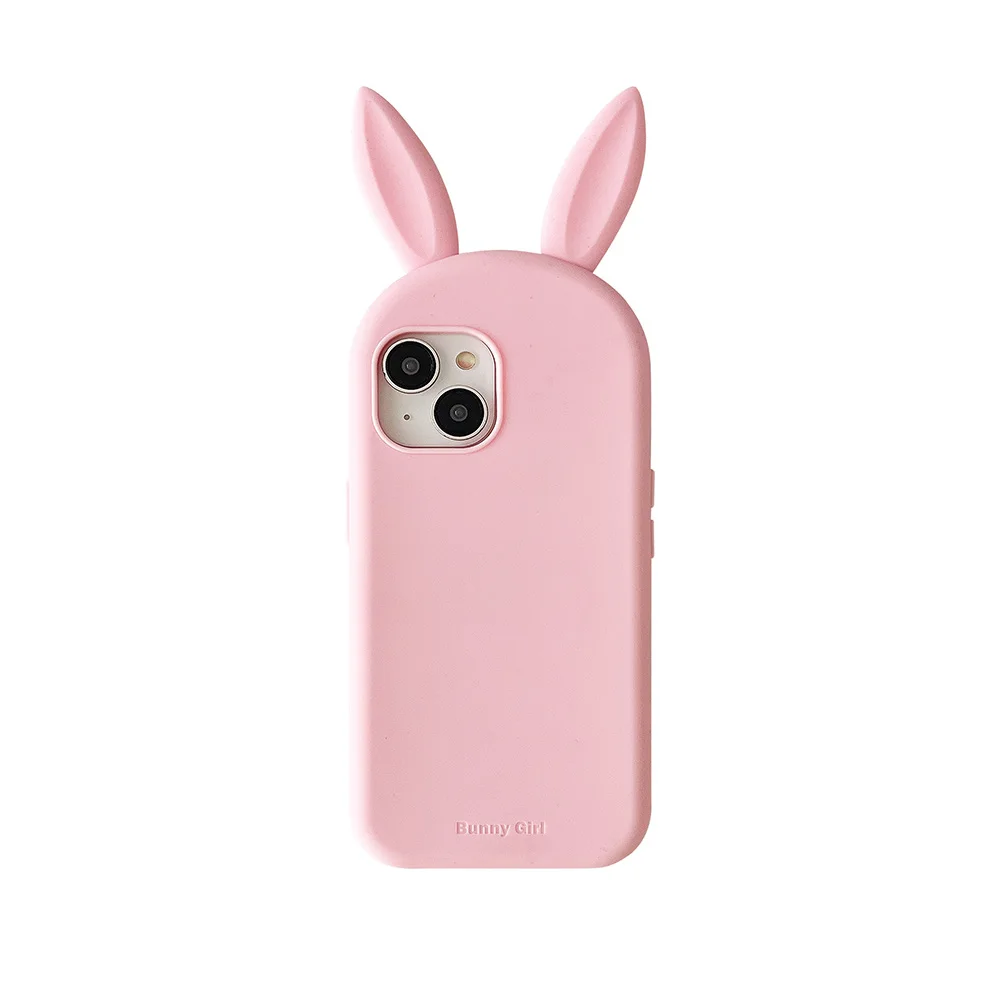 Cute 3D Cartoon Bunny Ear Phone Case - Funny Shockproof Soft Silicone Cover