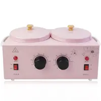 Portable Wax Warmer, Adjustable Temperature, 40 Wax Sticks, Hair Removal, Pink, Double Pots