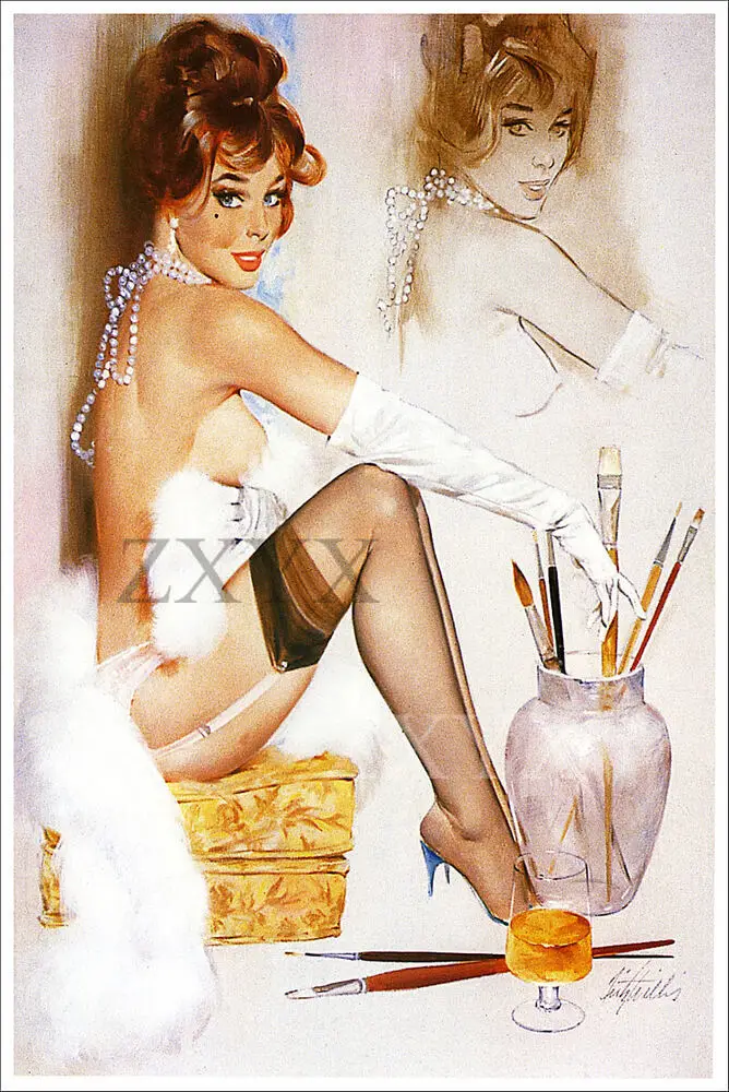 

Artist Fritz Willis Vintage Classic PinUp Girl Poster Print Untitled 2