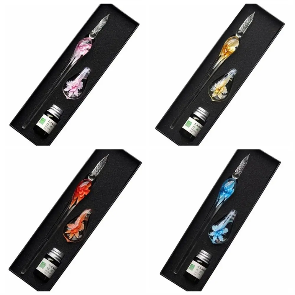 Vintage Floral Glass Dip Pen 3