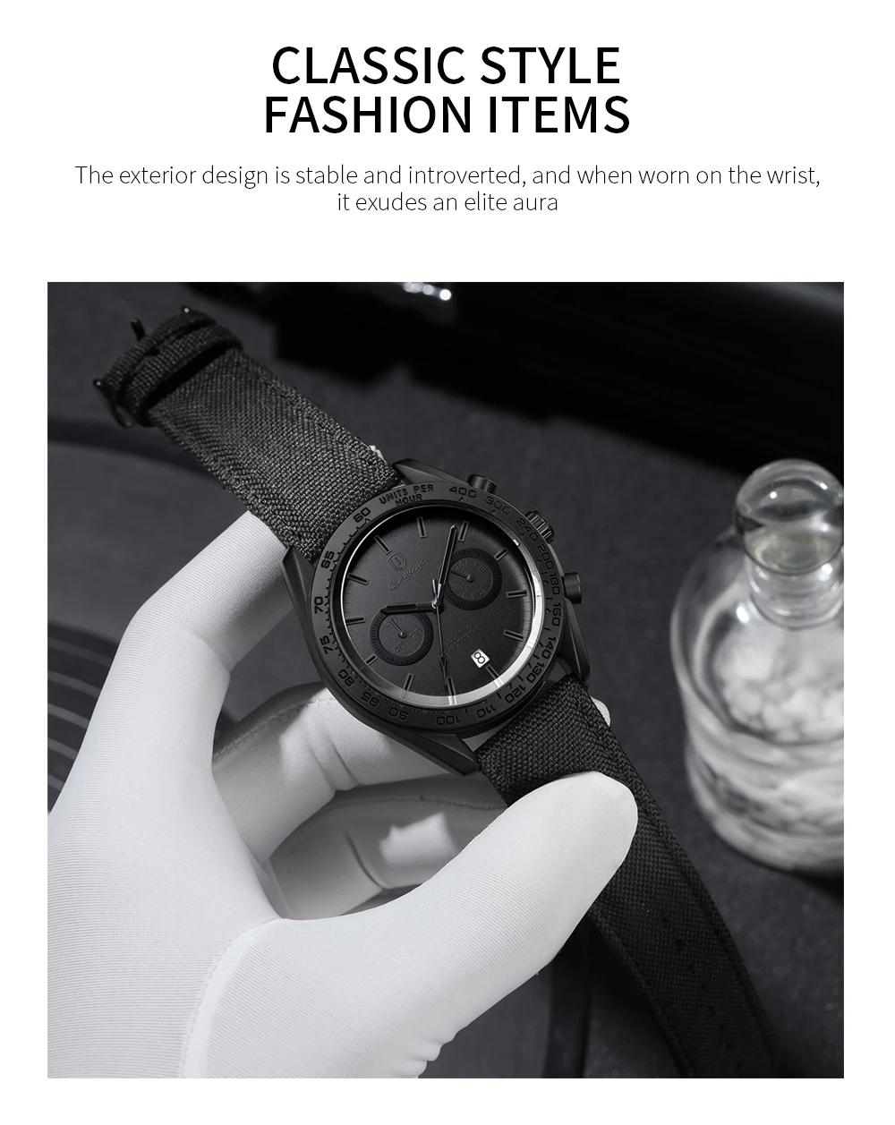 QINGXIYA Mode Quarzuhr für Männer Sport Lederband Wasserdicht Kalender Luxus Chronograph Uhren Herren Relogio Masculino – Detail 2