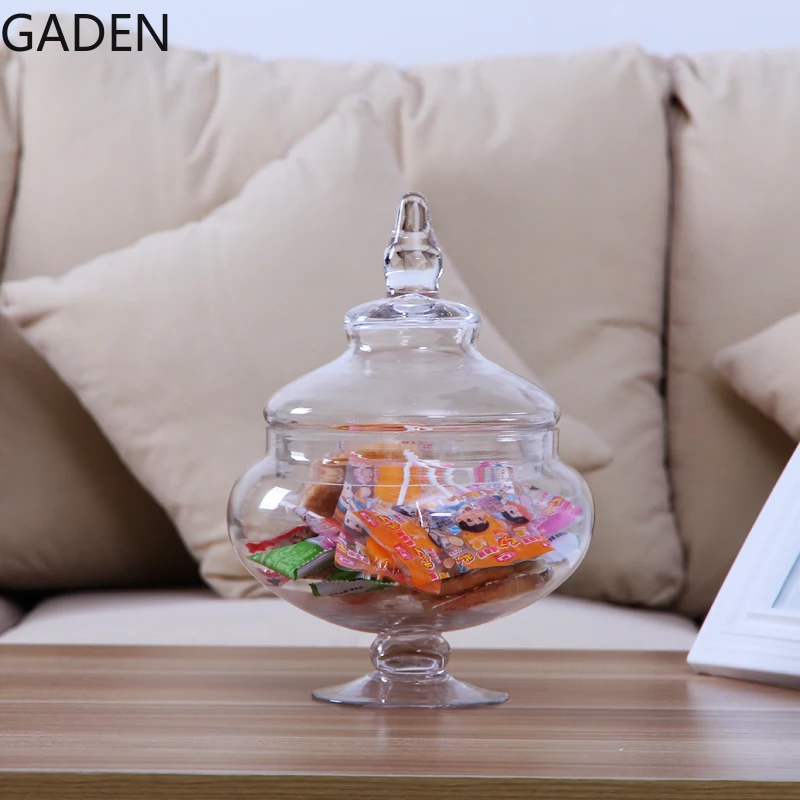 European-style Transparent Glass Candy Jar Household Glass Cover Storage Jar Home Decoration Accessories Desktop Ornaments 2
