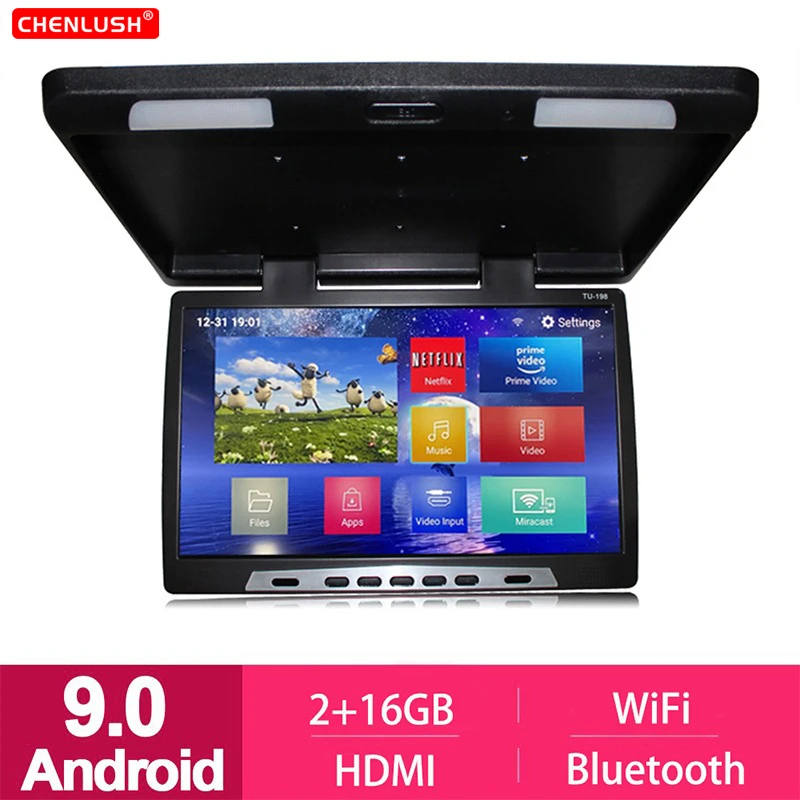 24 Inch Car Monitor Android 9.0 2+16GB Car Ceiling TV 1080P MP5 Video