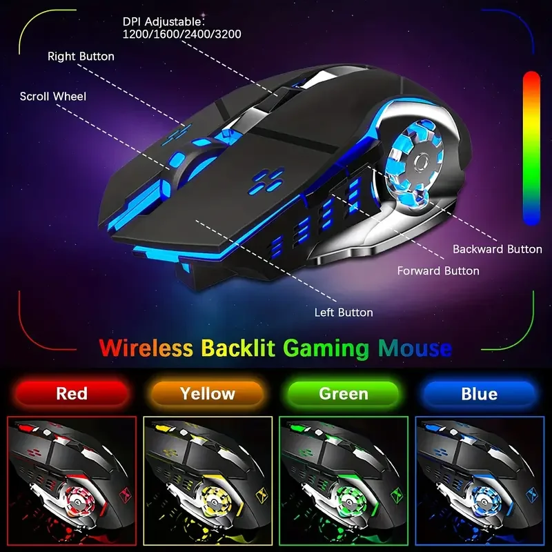 Mambasnake-conjunto de Teclado e Mouse Recarregável sem Fio Grande Capacidade Arco-íris Retroiluminado pc Portátil Ps4 Ps5 Xbox K680 3800mah - Imagem 5