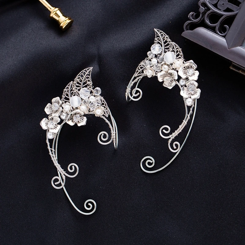 

Elf Ear Sleeves Handmade Elf Fairy Earrings Cuff Winding Silver Wire Earrings Suitable for Halloween Costume Cosplay 37JB