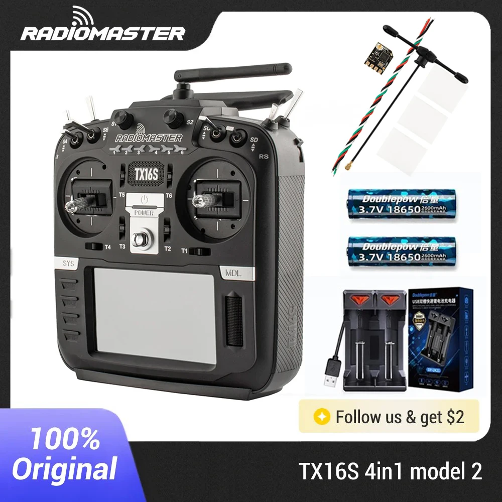 라디오마스터 TX16S Mark II 라디오 컨트롤러, 모드 2 FPV 컨트롤러, 드론 컨트롤러, V4.0 홀 짐벌, 4in 1 ELRS FCC LBT, 선물 포함