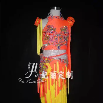 Customized Belly Dance Costumes Performance Competition Dress Gradient Irregular Inspirational Skirt Children's Wear