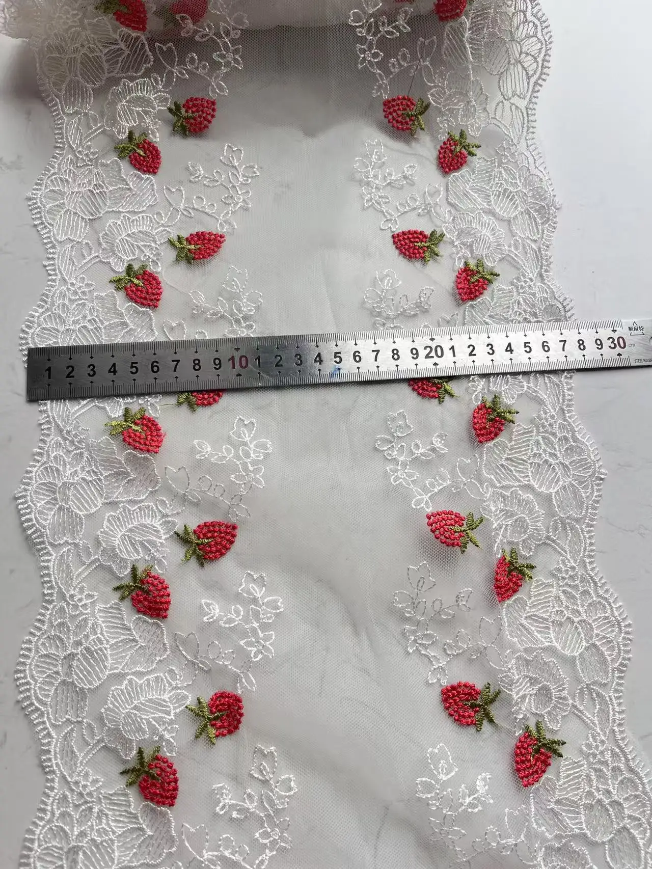 10 Yards Bilateral Elegant Design Strawberry Style Lace Embroidery Mesh Embroidered Trim for Women Lingerie