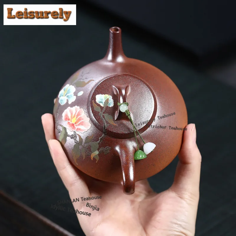 160ml Yixing Purple Clay Teapots Master Handmade Stone Scoop Pot Raw Ore Wood-fired Porcelain Mud Tea Maker Kettle Zisha Tea Set