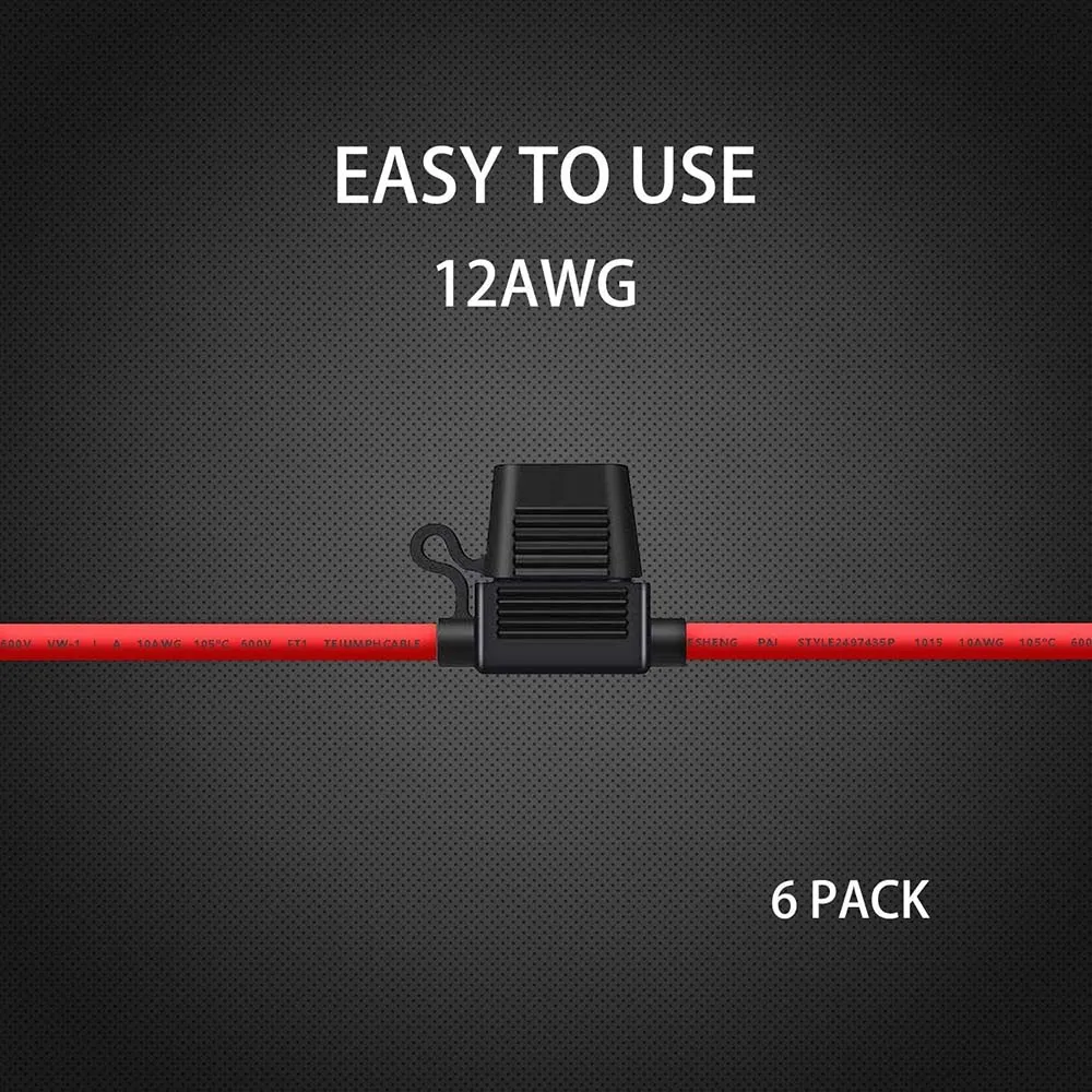 12 AWG Inline-Sicherungshalter - 12 Gauge Sicherungshalter für 30A Flachsicherung (6er-Pack) Autozubehör Universal für Fahrzeuge – Detail 5
