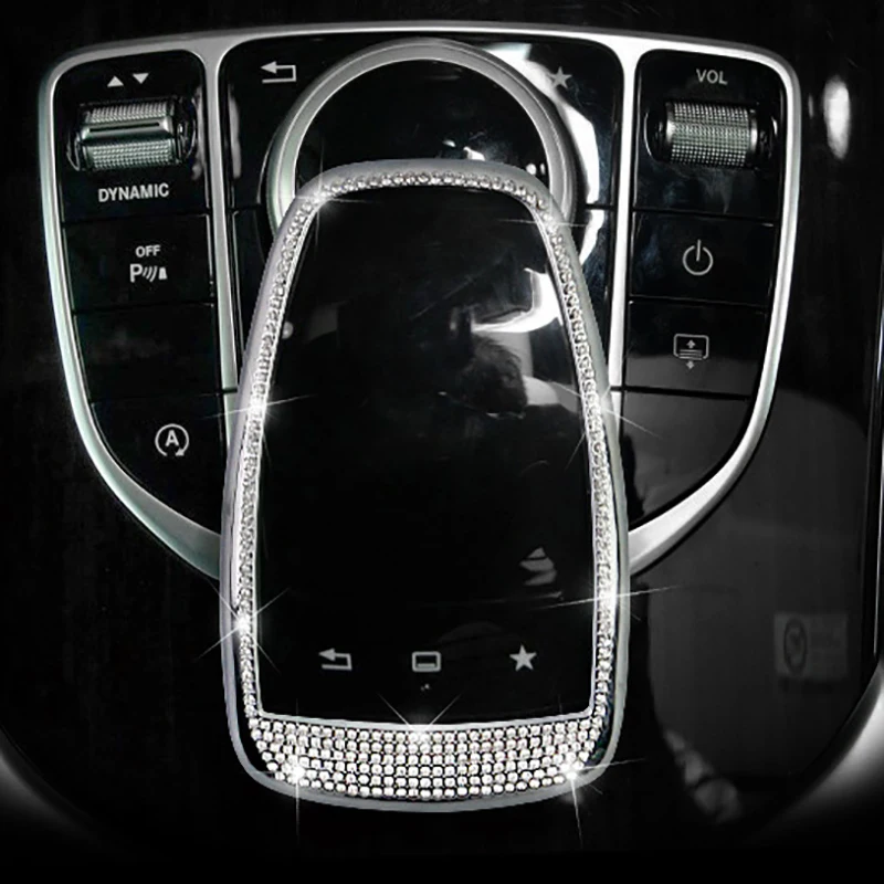 

Car Center Control Panel With Diamond Rhinestone Decorative Frame for Mercedes Benz E C GLC Class W213 E200L W205 C200L C180L