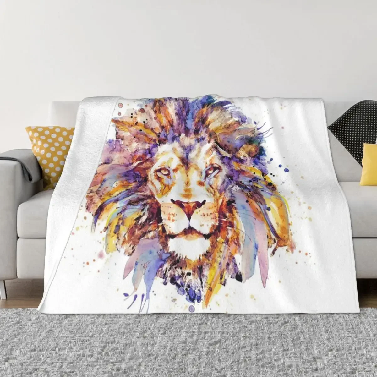 

Lion Head Throw Blanket bed plaid Sleeping Bag Soft Plaid Blankets