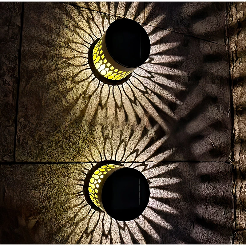 Solar-Powered Outdoor Mandala Projector Wall Lamp - Waterproof Decorative Garden & Patio Light