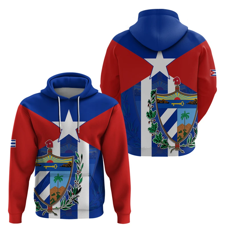 thumbnail image 1 of Sudadera con capucha con estampado de la bandera de Cuba para hombre, nueva sudadera de manga larga, tops tipo pulóver, sudaderas deportivas de moda para correr, sudaderas con capucha gráficas 3D de g, 1 of 5