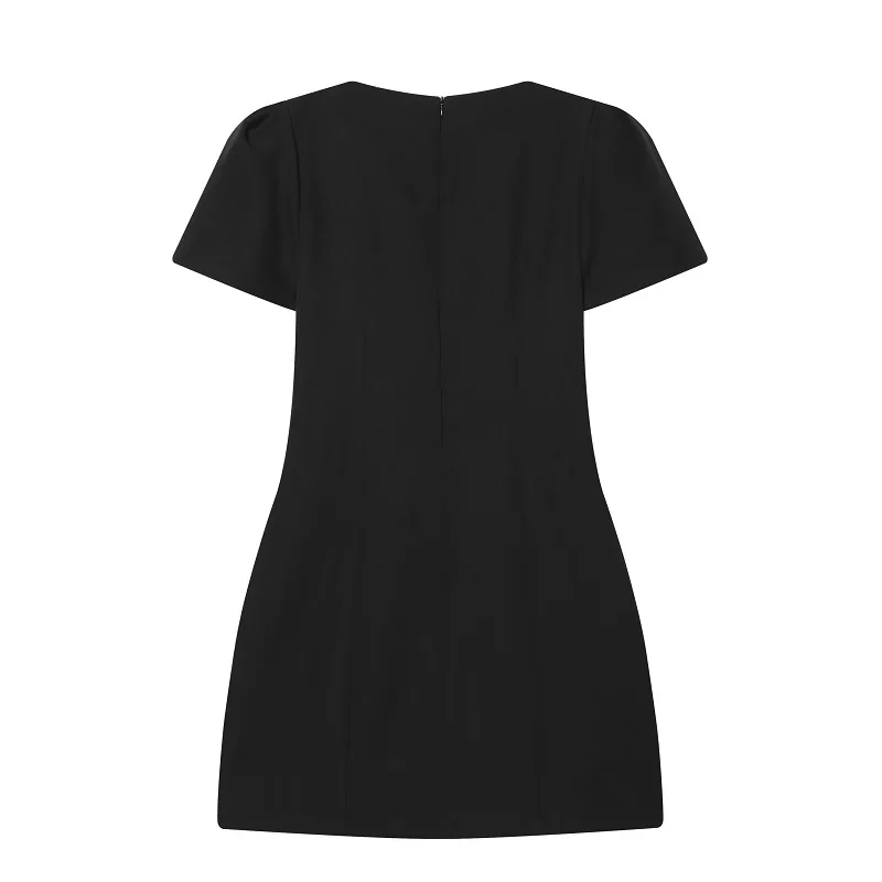 MUJER Büro-Plissee-Minikleid für Damen, elegante Partykleider, Damenkleider mit Puffärmeln, kurze Kleider für Damen, Urlaubskleider für Damen – Detail 5
