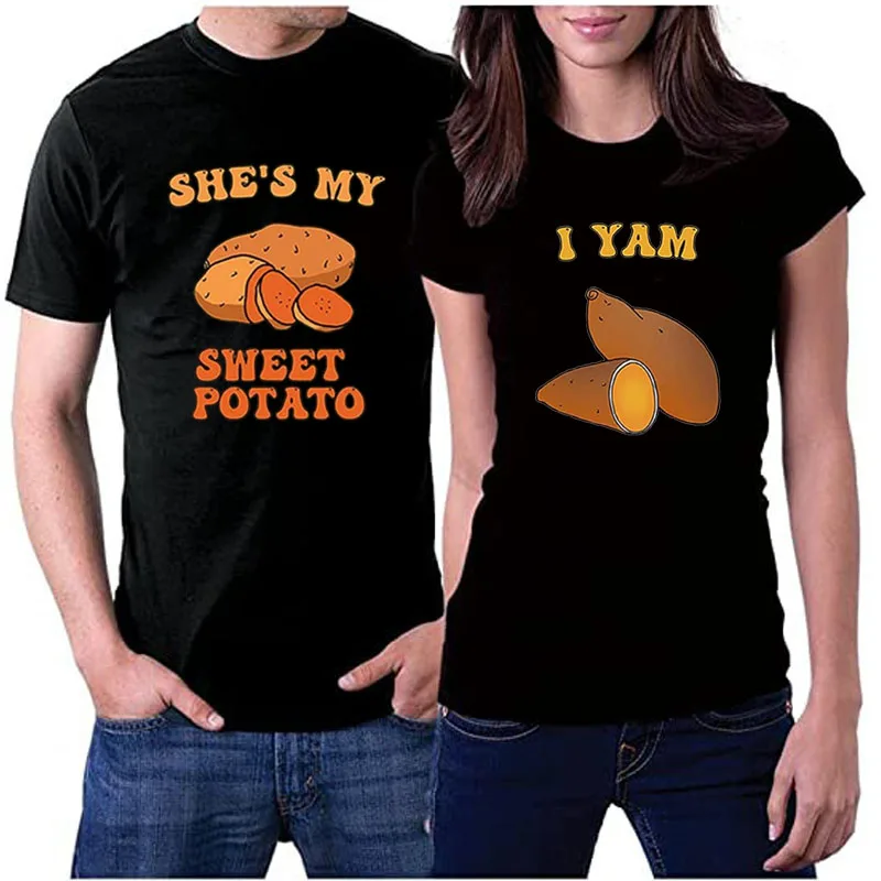 Coppie Camicie Abbinate Shes My Sweet Potato I Yam Set Regalo Del Ringraziamento T-Shirt Cute San Valentino Lovers Graphic Tees Tops