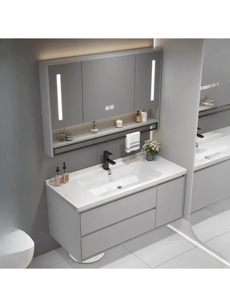 Minimalism Bathroom Cabinets Wall-mounted Fog Removal Smart Mirror Cabinets with Lamp Simple Furniture Arredo Bagno FYBC