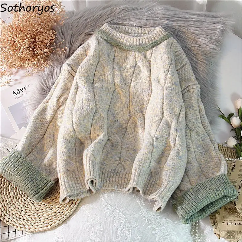 

Pullovers Women Solid Creativity All-match Autumn Soft Basics Korean Style Vintage Ladies Sweet Seductive Delicate Tender Modern