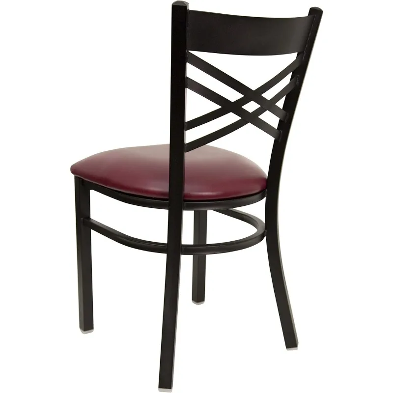 Metal restaurant chairs - Burgundy vinyl chairs, commercial and household coffee chairs 4