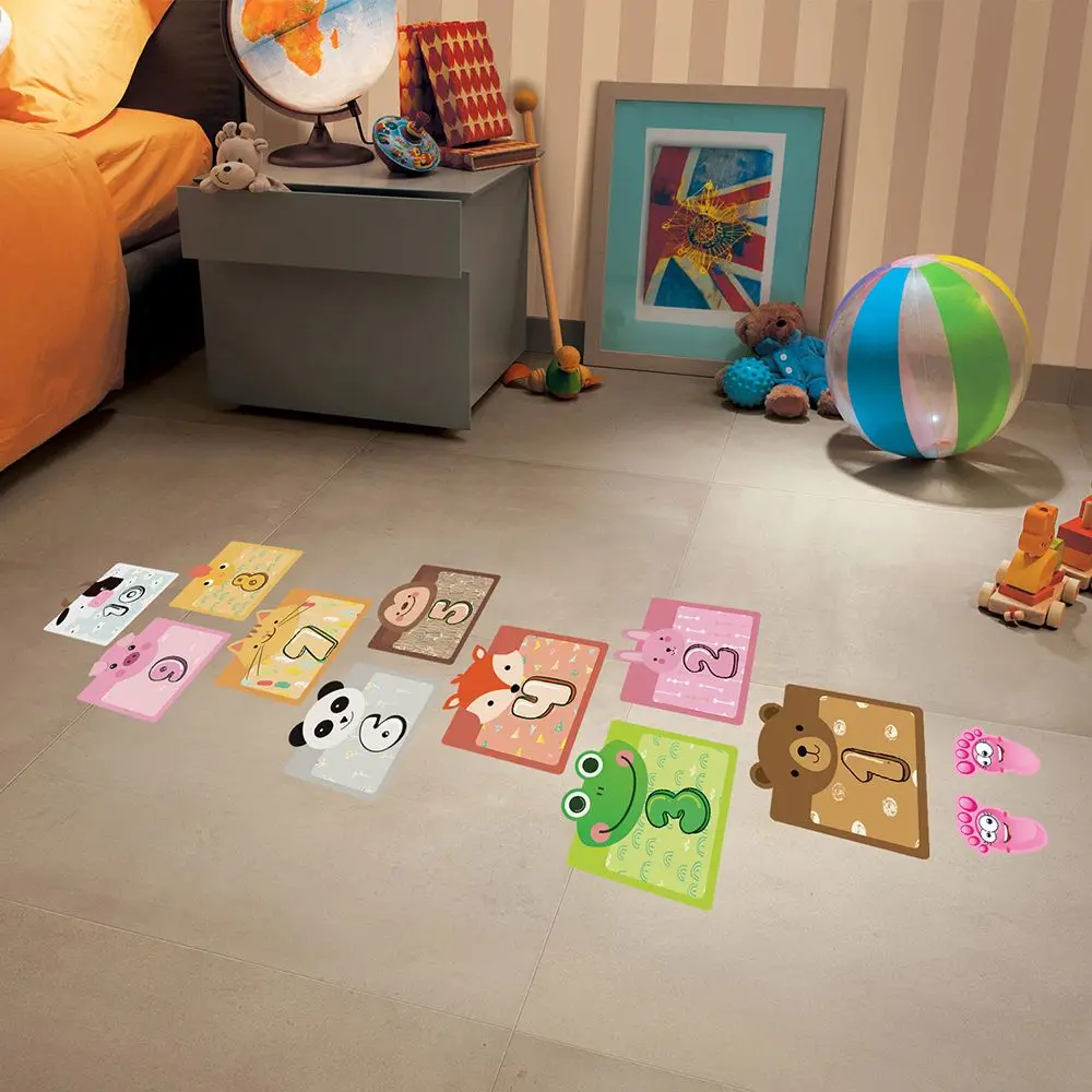 Removable Home Decoration Nursery Decals Parent-child Gift Floor Stickers Hopscotch Game Cartoon Number Grids