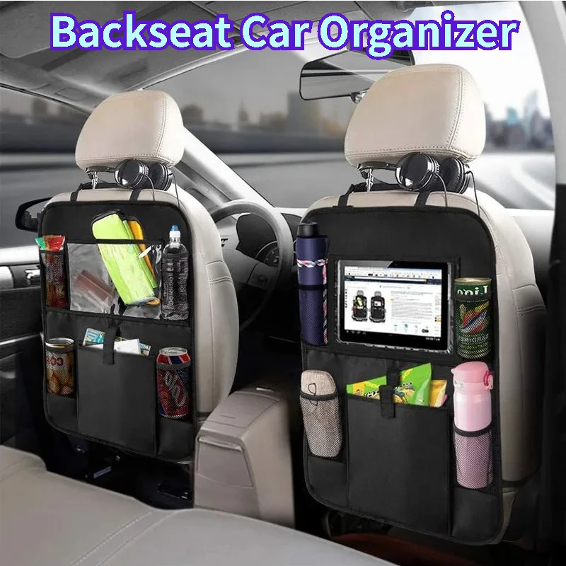 Backseat Car Organizer Kick Mat Back Seat Protector Touch Screen Tablet Holder Car Organizer Kids Travel Accessories