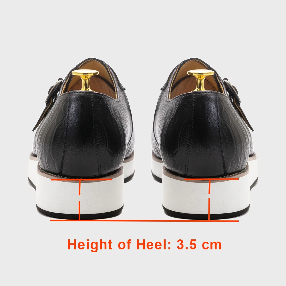 Mens Casual Shoes Genuine Leather Crocodile Pattern Classic Shoe for Men Leather Original Fashion Buckle Monk Strap Sneakers 4