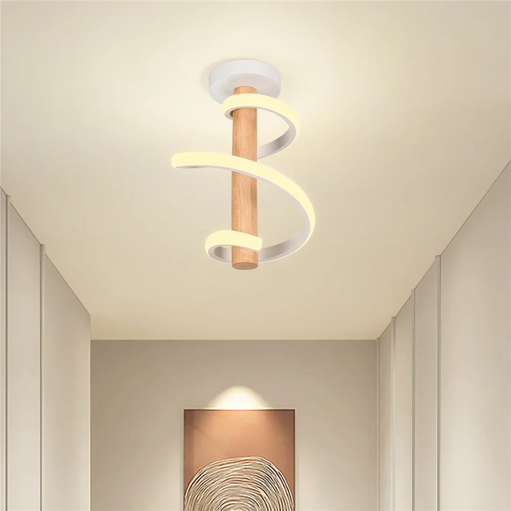 

Modern Spiral Wood Stick Ceiling Lights Indoor Lustre Chandelier for Living Room Aisle Nordic LED Lighting Kitchen Ceiling Lamp