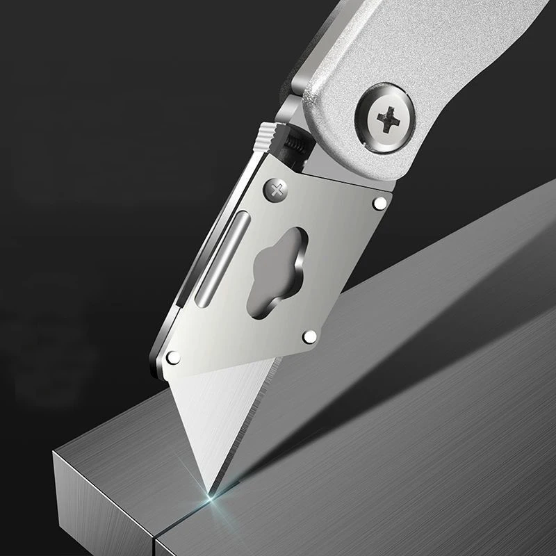 Folding Pocket Safety Knife Aluminium Alloy Box Cutter with Utility Blades  Hook Blades - China Utility Knife