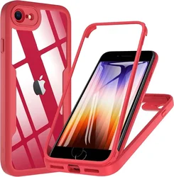 360° Full Body Double-Sided Screen Protector & Shockproof Phone Case for iPhone 8 (Red)