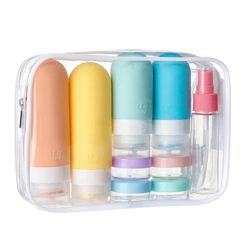 

Travel Essentials: 16-Pack Leak Proof Silicone Travel Bottles For Conditioner, Shampoo, And Lotions - TSA-Approved