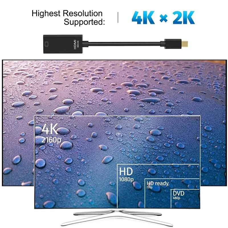 애플 맥북 에어 프로용 미니 디스플레이 포트 HDMI 호환 케이블, 4K 어댑터, 1080P 미니 DP 수 HDMI 호환 암