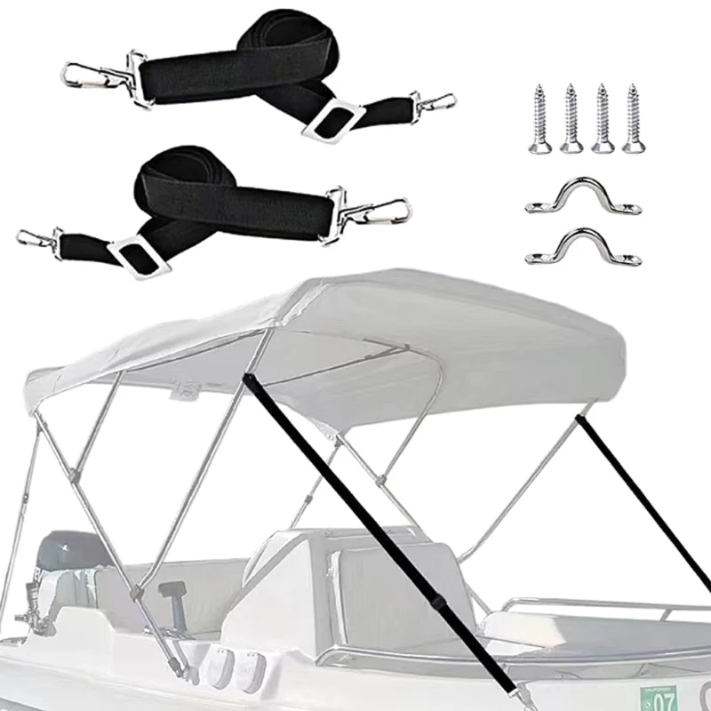 

Adjustable Bimini Top Strap Pad Eye Straps with Hook Stainless Steel Hardware Boat Top Strap for Canopy Canoe