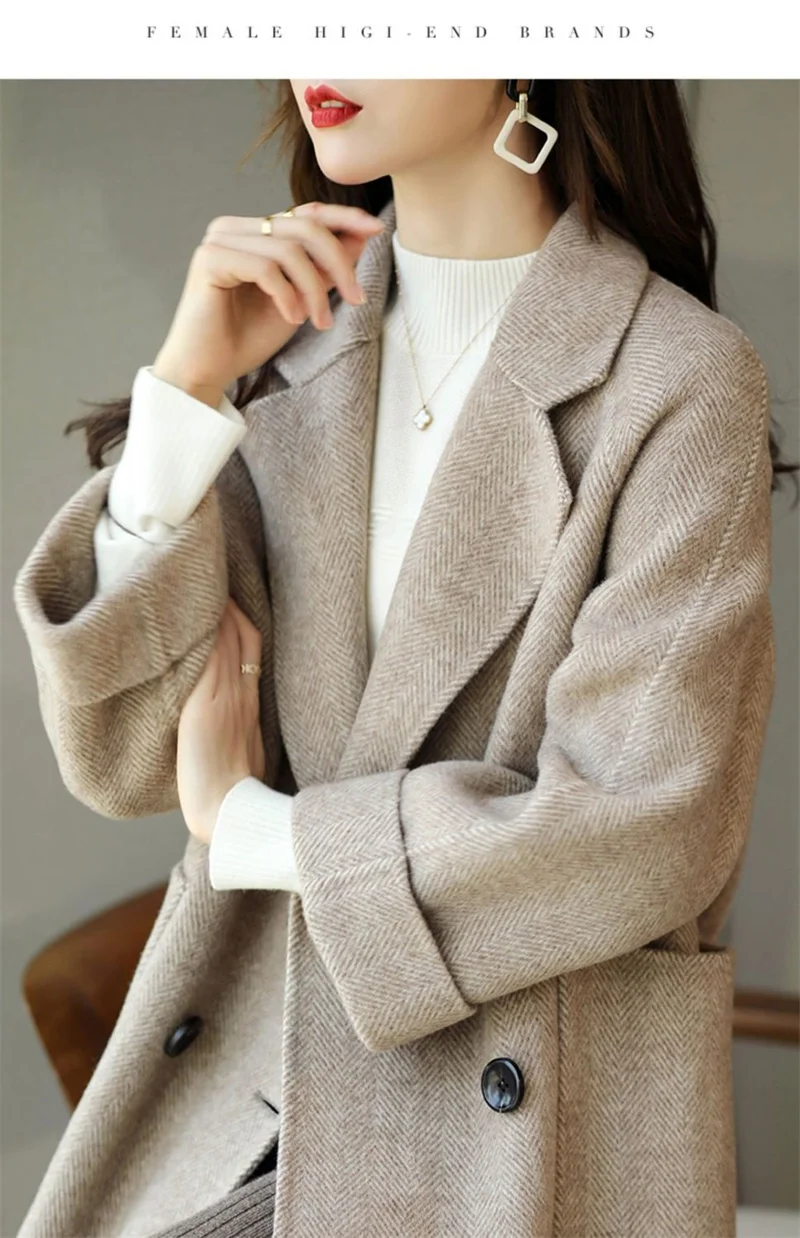 Tanie 2022New wełniana kurtka kobiety w stylu Vintage jesień zimowe płaszcze sklep